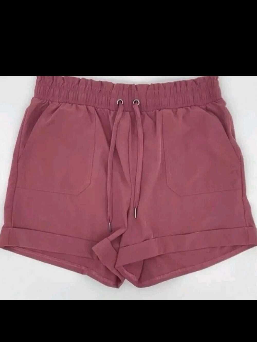 Danskin Women's Drawstring Paperbag Waistband Shorts in Dusty Rose: Size Small